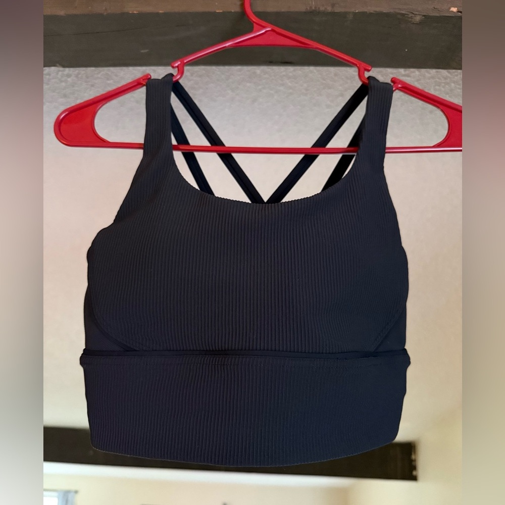 Lululemon Black Ribbed Strappy Women's Sports bra Size 6